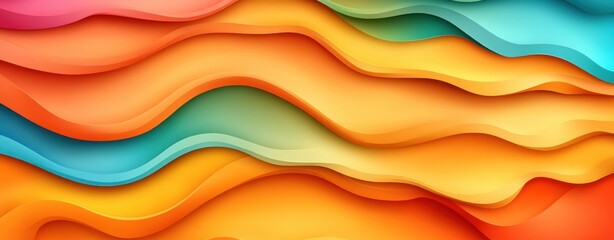 Aufkleber - Abstract Colorful Waves Background Design Vivid Orange Yellow Teal Hues Modern Graphic Illustration
