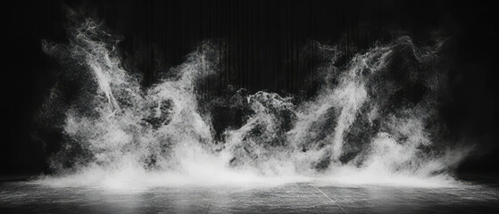 Poster - Swirling smoke texture creating dynamic patterns on stage against a black background