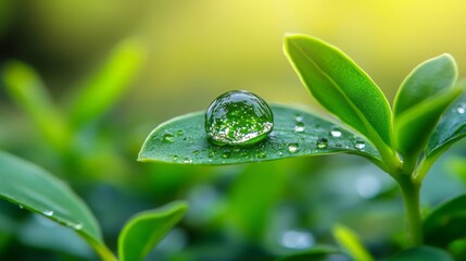 Aufkleber - A close-up of a small mushroom cap with glistening water droplets on a rainy day, surrounded by lush greenery for a fresh and vibrant feel