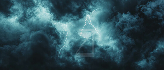 Poster - Smoke overlays with electric lightning create a mystical atmosphere against a dark background