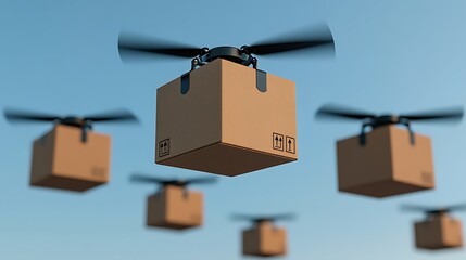 Poster - Drone Delivery System: Multiple Drones Transporting Cardboard Packages