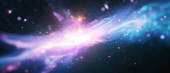 Poster - Soft diffusion of sparkling light against a dark backdrop creating a tranquil cosmic atmosphere