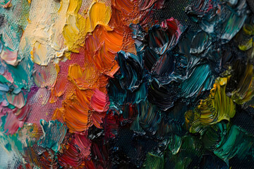 Poster - Close-up of an artist's palette with vibrant colors, focusing on the texture 