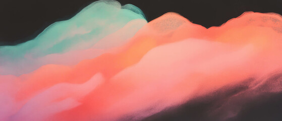 Poster - Soft pastel watercolor overlay texture on a dark background creating serene visual ambiance
