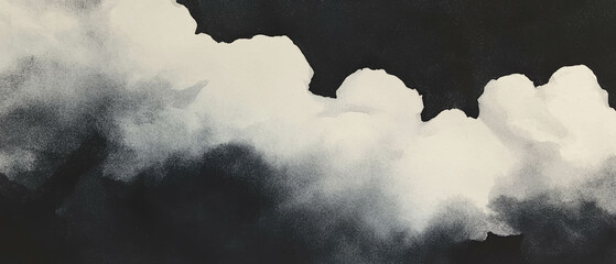 Poster - Soft watercolor washes create a dreamy atmosphere against a black background