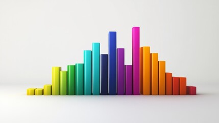 Poster - A colorful D bar graph on a clean white background, with bars of different heights representing financial growth, creating a sense of depth and dimension.