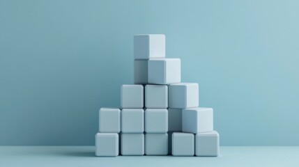 Poster - A creative D bar graph made of stacked cubes, arranged on a plain background, representing data analysis and business growth in a unique visual style.
