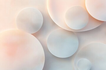 Poster - Layered frosted glass shapes, including circles and rectangles, are softly illuminated on a muted gradient background, creating a modern and serene visual experience