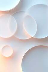 Poster - Frosted glass shapes in circular and rectangular forms are layered over a muted gradient background, softly glowing along their edges for a minimalistic and modern look