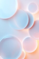 Poster - Frosted glass shapes in circular and rectangular forms are layered over a gentle gradient backdrop. Soft illumination highlights their edges, offering a futuristic, minimalistic aesthetic