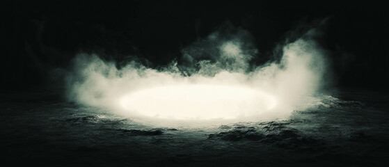 Poster - Thick layer of dust overlay with vintage feel on a dark background highlights empty space