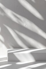 Poster - Soft black shadows from geometric shapes create a sense of depth and movement on a clean white surface, offering ample negative space ideal for elegant branding and stylish text placement