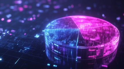 Aufkleber - A digital D pie chart with transparent segments floating in space, highlighting the distribution of data in a sleek, modern style.