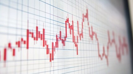 Aufkleber - A digital financial chart showing stock prices fluctuating over time, with a clear focus on the upward trends, set against a minimalist white background.
