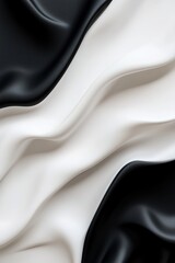 Poster - Black and white gradients flow in soft, wavy patterns across the background, emphasizing a minimalist yet modern aesthetic. The interplay of light and dark enhances visual depth and tranquility