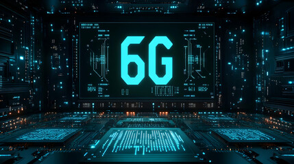 Poster - 6G network launch, futuristic server room