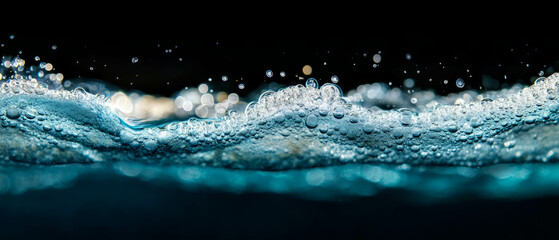 Poster - Subtle water bubble overlay with a blurred effect against a black background