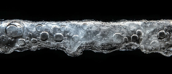 Poster - Overlay texture of water bubbles against a soft black background creating an ethereal effect