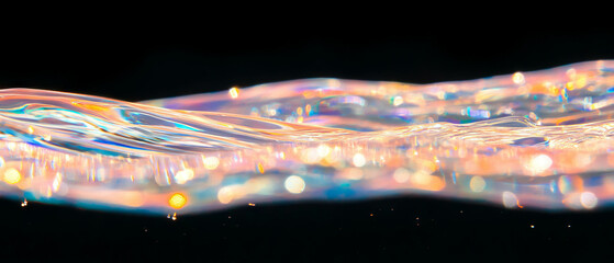 Poster - Bubbles reflecting light create a shiny texture on a black background