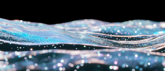 Poster - Experience the enchanting beauty of water bubbles on a black background creating a dreamy ambience
