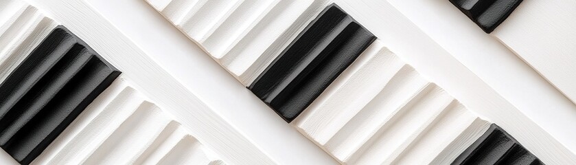 Poster - Black and white diagonal stripes of varying widths cover a clean white background, providing a chic and modern aesthetic suitable for branding or text overlays