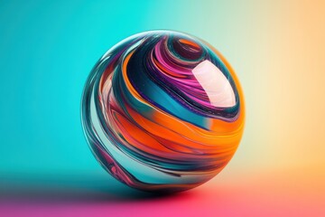 Poster - Vibrant spherical design in immersive digital graphics for creative projects and modern aesthetic solutions