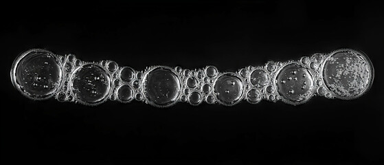 Poster - Water bubbles floating in oil create a textured effect against a black background
