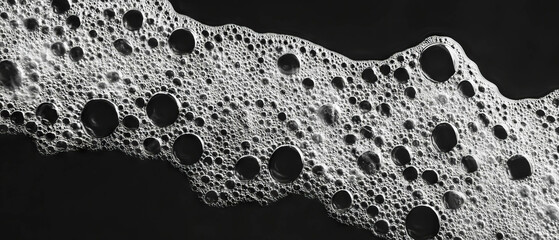 Poster - Water bubbles creating textured patterns and shadows on a dark background