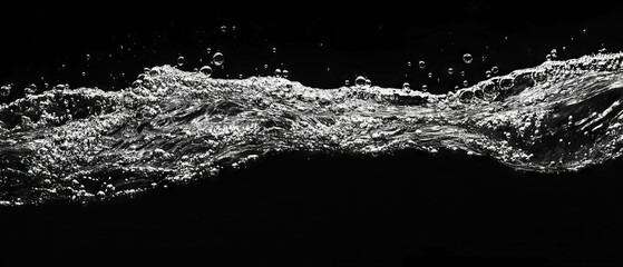 Poster - Dynamic lines of water bubbles on a dark background create structured visual patterns