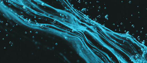 Poster - Water bubbles creating structured patterns against a black background