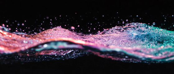 Poster - Vibrant water bubbles create a colorful overlay against a dark background