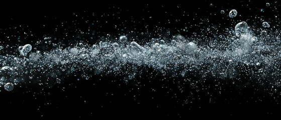 Poster - Water bubbles with sparkling effect on a black background creating a stunning overlay texture