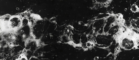 Poster - Unique water bubbles create a sparkling effect on a deep black background