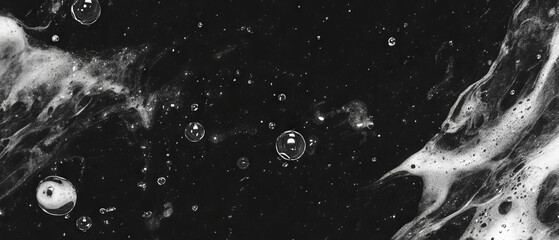 Poster - Texture of water bubbles with clusters and clear effect against a black background