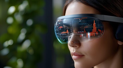 Poster - Cutting edge professional workspace with seamlessly integrated holographic data displays and advanced analytical charts showcasing the powerful blend of technology and modern business intelligence