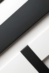 Poster - Black and white diagonal stripes of varying widths stand out against a clean white background