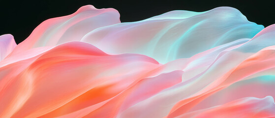 Poster - Wavy petal edges with organic lines creating a flowing design on a black background
