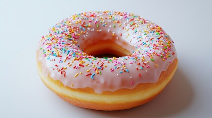 Poster - A high-resolution image of a classic donut with a shiny glaze and colorful sprinkles, set against a simple, clean background to emphasize its deliciousness.