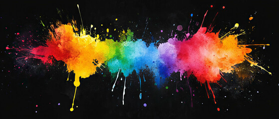Poster - Vibrant wet-on-wet watercolor blending with central clarity on a black background