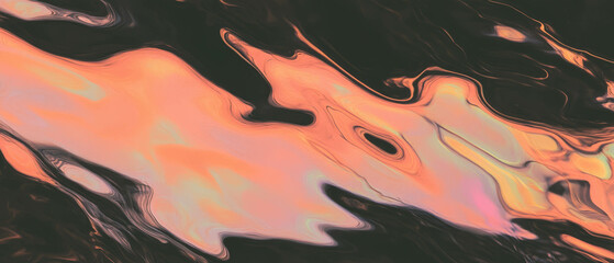 Leinwandbilder - Reflections of windows creating wavy patterns on water's surface against a black background