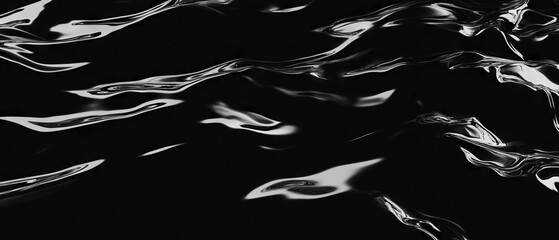 Poster - Window reflections create abstract patterns on dark water surface with wavy distortions