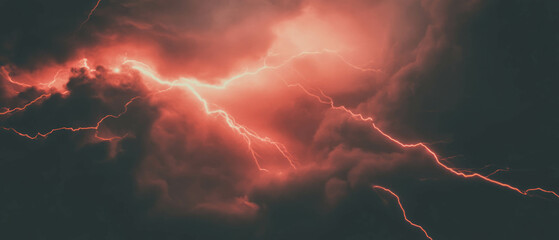 Poster - Striking display of yellow smoke and red lightning amidst a fiery sky