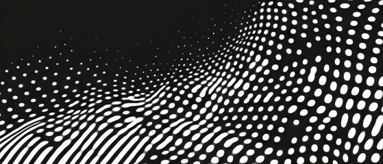 Fototapete - Dynamic dot texture creates a rotating circular pattern against a black background