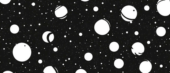 Poster - Dot texture pattern with monochrome dots on a classic black background
