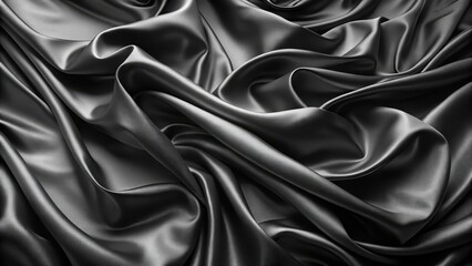 Wall Mural - Dark Gray Silk Fabric Draped in Elegant, Luxurious Waves and Soft Folds, Showing Smooth Texture and Subtle Sheen