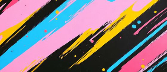 Poster - dynamic diagonal line patterns create energy on a vibrant black background with colorful accents