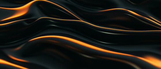 Leinwandbilder - Wavy line texture with smooth curves creating a flowing pattern on a black background