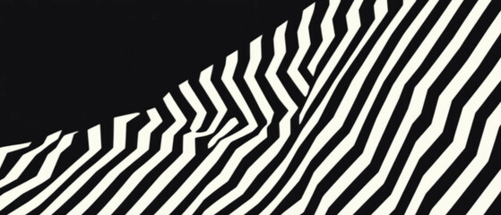Poster - dynamic zig-zag line pattern texture on a bold black background