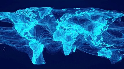 Poster - Undersea Internet Cable Network, showcasing the complex interconnectedness of global communication through underwater cables spanning vast oceanic distances.
