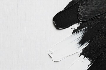 Poster - Black ink brush strokes are softly applied to a white textured surface, lending a dynamic yet calming feel. This approach allows ample space for overlaying text or additional artistic elements